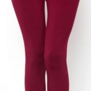 FLEECE LEGGINGS - BLACK OLIVE AND BURGUNDY